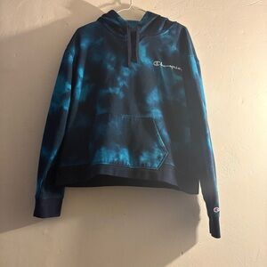 Champion Navy and Teal Tie-Dye Hoodie size XXL